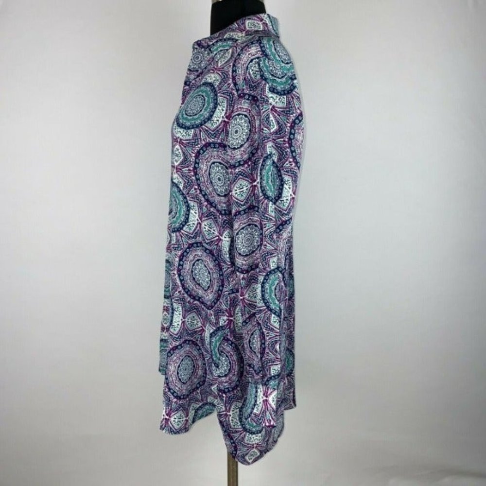 Foxcroft Nyc 8 Patterned Button Down Tunic Top Lo… - image 3